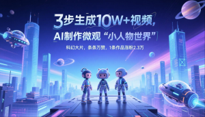 [大咖分享] 三步生成10W+视频，AI制作微观“小人物世界”科幻大片，条条万赞，1条作品涨粉2.3万 -上进公社