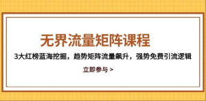 [淘系电商] 无界流量矩阵课程，3大红榜蓝海挖掘，趋势矩阵流量飙升，强势免费引流逻辑-上进公社
